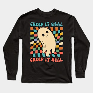 Spooky Halloween Ghost Graphic Art Long Sleeve T-Shirt